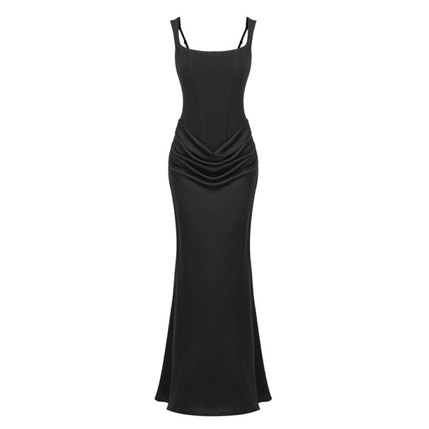 Women's Clothing Style Pleated Drape Evening Bridesmaid Dress For Women Sexy A-Line Drawstring Design For Formal & Casual For Women_ecoleips.com
