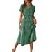 Diyun 2025 Spring/Summer European And American Style Casual Vacation Polka Dot Print High-Waisted Tie-Waist_ecoleips.com