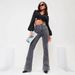 Women's Flared Jeans - High Waist Stretch Denim Pants For Casual & Office Wear (Grey, Sizes 25-32) Functional Details_ecoleips.com