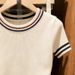 Women's Round Neck Short Sleeve Sweater Korean Style Knitwear Trendy Apricot Color Spring Summer_ecoleips.com