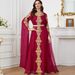 Modest Evening Dress/Formal Dress Women Dubai Abaya Dress - Long Sleeve Embroidered Muslim Gown With Color Blocking, Red/Yellow/Light Blue_ecoleips.com