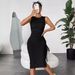 Women's Clothing Sleeveless Vest Skirt Pleated Drawstring Slim Hip Skirt Dress Summer_ecoleips.com