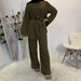 Muslim Suit Women's Fashion Plus Size Simple Wide Leg Pants Tie Set_ecoleips.com