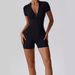 Women's Clothing Summer Zipper Short Sleeved Yoga Jumpsuit For Women Dance Fitness Tight Nylon Sports Jumpsuit_ecoleips.com