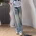 Light-colored Wide-leg Jeans Women, 2025 Spring-summer New Style, High-waisted, Loose-fitting, Slimming, Straight-leg,_ecoleips.com