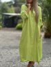 Women's Clothing Cotton Linen Shirt Fashion Casual Long Sleeve Cardigan Dress_ecoleips.com