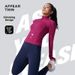 Women's Slim Fit Turtleneck Sports Jacket Ribbed Thickened Gym Wear Yoga Top With Finger Cots Nude Feel Outdoor Autumn Winter_ecoleips.com