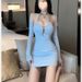 Sexy Strap Dress Two-Piece Set Elegant Cardigan Long Sleeve Blouse Sweet And Spicy High-End Early Spring Fashion Outfit_ecoleips.com