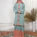 Muslim Dress Women Elegant Muslim Women's Two-Piece Abaya Set With Bow & Double-Layer Hood - Flowy Long Dress & Scarf Neck - Solid Color Modest Outfit (Pink, Blue)_ecoleips.com
