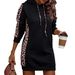 European American Cross-border Women's Spring And Autumn Fashion Long-sleeve Patchwork Design Comfortable Hooded Dress_ecoleips.com