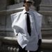 K New Fashion European And American Women's Long Sleeved Lapel Shirt With A Niche Design, Tie, White Shirt_ecoleips.com