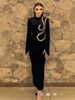 New Black Rhinestone Long Sleeve Bandage Elegant Party Toast Casual Evening Dress For Women_ecoleips.com