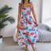 Women's Clothing Spring And Summer Flower Lace Up Waisted Suspender Dress Holiday Beach Long Dress_ecoleips.com