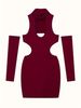 Summer 2026 Sexy Cutout Hanging Neck Dress European American Solid Color Tight Wrapped Hip Dress For Women_ecoleips.com