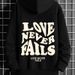 Women's Fleece-lined Hooded Sweatshirt, Autumn/winter 2024 New Korean Style, Loose Fit For Petite Figures, Letter Print,_ecoleips.com
