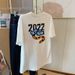 Women's White Tiger Themed T-Shirt Short Sleeve round Neck Loose Fit Trendy Top Mid-Length New Summer Style_ecoleips.com