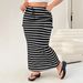2026 New Summer European And American Cross-Border Plus Size Women's Striped Knit Simple Pocket Slim Fit Bodycon_ecoleips.com