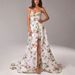 Foreign Trade European American Style Sexy Printed Strapless Backless Straps, Women's Fashionable Floral Long Dress With_ecoleips.com