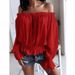 Women's Sexy Off-Shoulder T-Shirt – Slim Fit Casual Top For Women (Solid Color, Stretchy & Flattering)_ecoleips.com