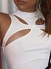 Girls New Asymmetrical Hollow Solid Color Knitted Round Neck Short-sleeved Summer Sexy Vest On The Chest_ecoleips.com