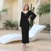Women's Clothing Elegant Hollow-out Beach Dress With Flared Sleeves – Pure Color Cover-up For Swimwear, Boho Chic Summer Maxi Dress Elegant Dress_ecoleips.com