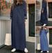 2024 Women's Spring Denim Long Dress Solid Color Bohemian Loose Fit Large Size Temperament Commuting Style_ecoleips.com