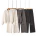 Trendy Zip-Up Bomber Jacket & High-Waist Flannel Pants Set – Stylish Two-Piece Outfit For Women (Beige/Grey/Black, 3 Sizes)_ecoleips.com