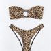 Women Leopard Print 2 Piece Bikini Set Strapless Bandeau Ring Cutout Front High Cut Cheeky Bathing Suit Summer Beach Swimwear_ecoleips.com