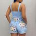 Women's Clothing Sequined 3D Floral Print Two Piece Set Elasticated Overalls Shorts Casual Outfit_ecoleips.com