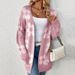 Women's Long Sleeve V-Neck Knit Cardigan - Oversized Floral Print Sweater Coat For Autumn & Winter_ecoleips.com