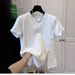 Women's Clothing Cotton Large Size Irregular Button Stitching Hem Split Short Sleeved T Shirt Women's Top Round Neck Summer_ecoleips.com