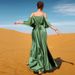Women's clothing green sexy suspender hand-stitched diamond dress Middle Eastern party dress Arabian long dress_ecoleips.com