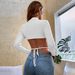 Voya Women's 2026 Spicy Girl Slim Fit Ultra Short Small High Neck Knitted T-shirt Long Sleeved Top_ecoleips.com