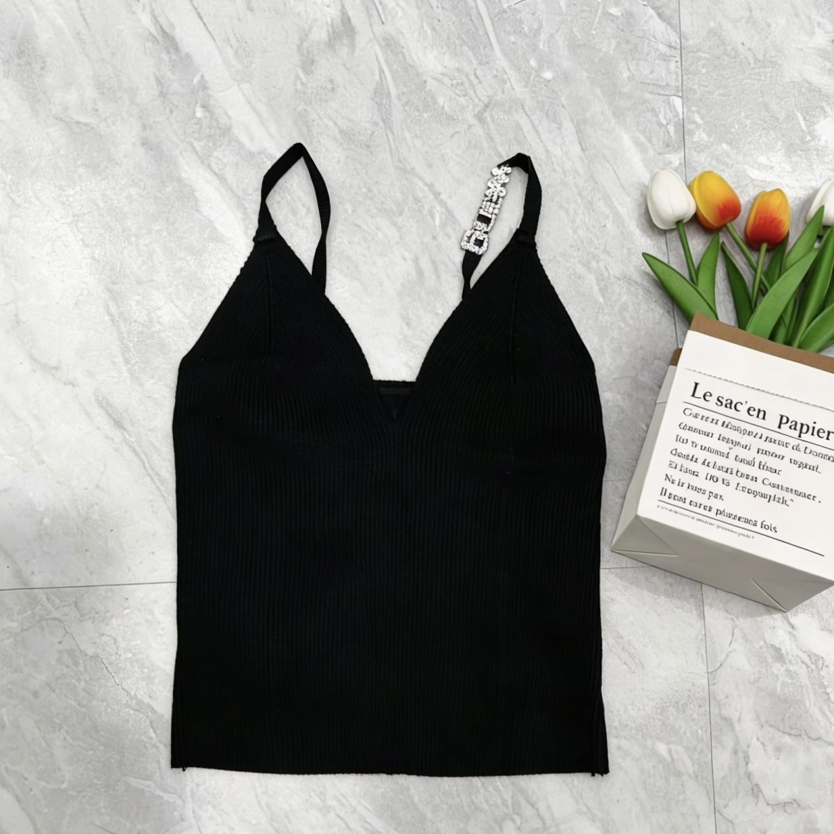 Purely Alluring Sexy Rhinestone Slim-fit Summer Short For Hot Girls, Unique Knitted New Style Base Tank Top_ecoleips.com