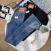 Women’s Clothing Front slit flared jeans for women Korean style new small size high waist tight elastic straight floor length flared pants for women_ecoleips.com
