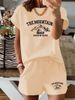 Women's Clothing Casual Round Neck Short Sleeve T-Shirt And Shorts Tracksuit Print Lingerie Set_ecoleips.com