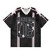 Color Block V-Neck Short Sleeve T-Shirt - Breathable Mesh Loose Fit Sports Top For Men & Women - Trendy Streetwear (White/Black, S-5XL)"_ecoleips.com