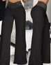 Women's High-Waisted Belted Trousers Elegant Commuter Style Hollowed out Slightly Flared Casual Wide Leg Pants_ecoleips.com