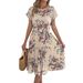 Real Shot Of 2026 Spring/Summer European And American Elegant Floral Batwing Sleeve Tie-waist Pleated Dress_ecoleips.com