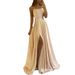 Women's Clothing Long Dress Slim Off Shoulder Prom Host Formal Dress Simple Sexy Slit_ecoleips.com
