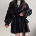 Women's Wool Blend Trench Coat With Notched Lapel, Oversized Fit, Mid-Length For Petite To Plus Size, Autumn Winter Fashion_ecoleips.com