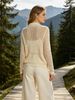 French Light Luxury Openwork Lapel Long Sleeve Cardigan Knit Top_ecoleips.com
