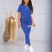 Women's round Neck Long Sleeve Two Piece Suit Summer Style Top And Trousers Set European And American Cross Border Spot Supply_ecoleips.com