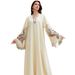 Women's Long V Neck Robe Dress Printed Tassel NC44 Elegant Muslim Fashion Cross Border Clothing_ecoleips.com