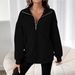 Autumn And Winter Fashion Half-Zipper Lapels Solid Color Casual Sweatshirt Women's Loose Long-Sleeved Top_ecoleips.com