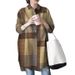 Women's Muslim Collar Button Down Loose Top Shirt Asymmetrical Hem Plaid Shirt_ecoleips.com