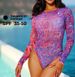 Aria Basics Russian Sexy Mesh Printed One-piece Bikini Long-sleeved Sun-protective Swimsuit For Women_ecoleips.com