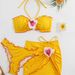 Women's Clothing 3D Floral Embellished Strapless Two Piece Bikini Maxi Dress Women's Sexy Bodycon Ruched Swimsuit For Vacation/Beach_ecoleips.com