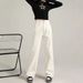2025 Fall/Winter New Style Apricot Narrow Straight Wide-Leg Jeans For Women, Slimming High-Waisted Fleece-Lined_ecoleips.com