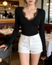 Long Sleeve Lace T-Shirts Women Spring Autumn Simple Vasual Slim Leisure Elegant Comfortable Sexy Ladies Clothing Girls Thin Ins_ecoleips.com